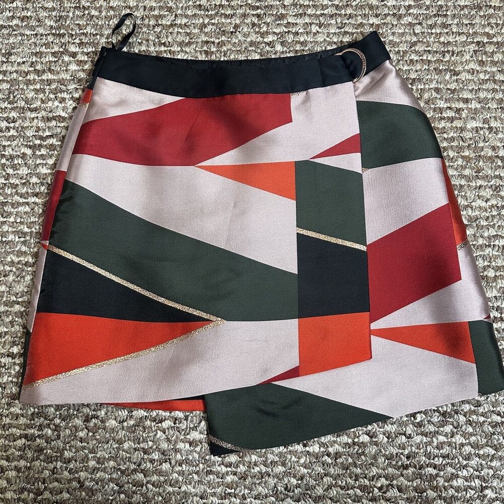 Ted Baker Redda Sahara Faux-Wrap Skirt Lined Zip Size 2 US 6 Holiday Christmas